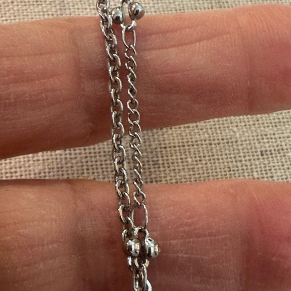 LOFT Silver Tone Double Strand Beaded Crystal 24”L Necklace - Picture 5 of 10